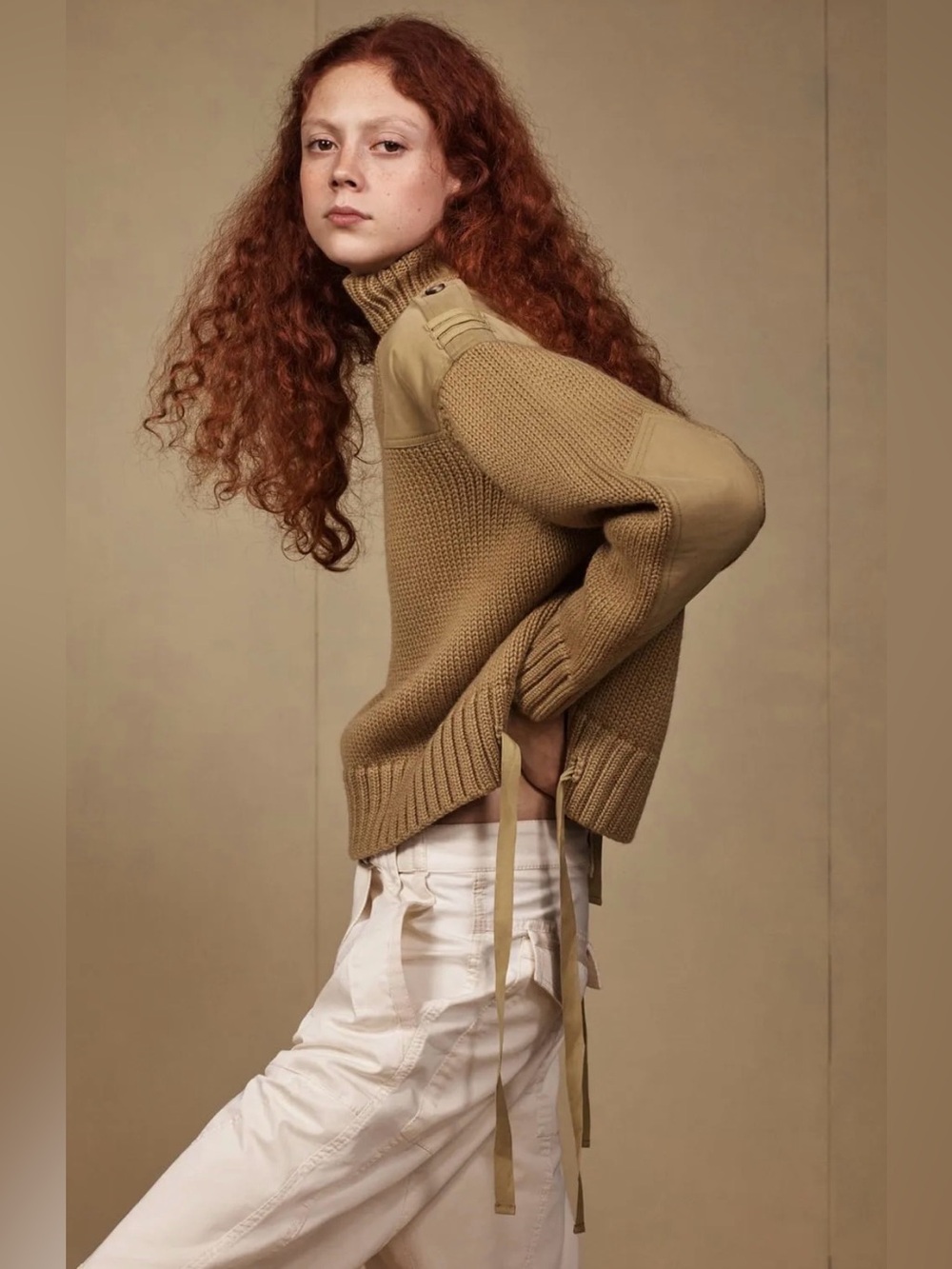 EUC ZARA SRPLS Military Inspired 100% Wool Turtleneck Sweater M Khaki Worn 1x!